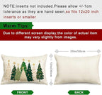RABUSOFA Christmas Tree Pillow Covers 12x20 Inch,Watercolor Xmas Decor Stars Winter Holiday Lumbar Cushion Case Decoration for Home Sofa Couch(White, 20" x 12" (Pack of 1))