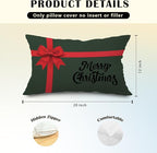 JINYO Coquette Red Christmas Ribbon Bow Pillow Covers 12x20, Red and Green Merry Christmas Pillow Covers for Couch Bed Living Room Bedroom Home