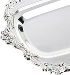 Quluxe Small Vintage Trinket Dish Jewelry Tray Perfume Organizer Tray for Wedding Photographer Detail Props Ceremony Antique Decor (Silver)