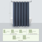 Inhousolu Fabric Shower Curtain Waffle Weave, Navy Blue 230 GSM Heavy Duty, Weighted Hem, 12 Metal Hooks, Water Repellent, Machine Washable, Hotel Spa Luxury Bath Curtain Set, 60 x 72 Inch