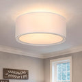Luupyia 3-Light Double Fabric Drum Ceiling Light Fixture, 12.59 Inches Simple Semi Flush Mount Ceiling Lights with Double Fabric Shade, Modern Drum Chandelier for Bedroom, Hallway E26, 60W