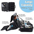 gzcz Travel Makeup Bag,Professional Cosmetic Bags for Women,Portable Makeup Brush Case Organizer Storage with Adjustable Dividers and Shoulder Strap (Medium)
