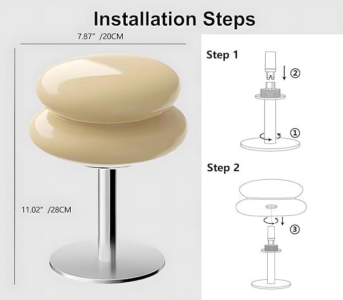 Mushroom Lamp for Bedroom,Mid Century Modern Lamp for Nightstand, Dimmable Retro Egg Tart Bedside Small Lamps,Unique Home Mushroom Decor Aesthetic Cute Table Lamps for Living Room(White)
