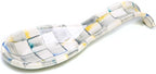 MACKENZIE-CHILDS Enamel Spoon Rest, Kitchen Spoon Holder and Utensil Rest for Stovetop, Grey-and-White Sterling Check
