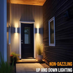 wowlite Modern Porch Lights Outdoor Wall Sconce, White Dust to Dawn Outdoor Lights, 13" Waterproof Square Exterior Lighting Fixtures, Aluminum Up and Down Light for House Garage Front Door, ETL Listed