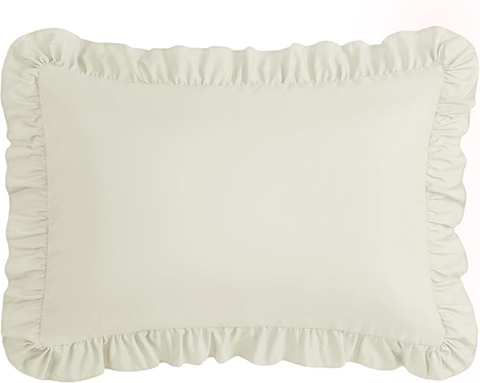 KKJIAF Ruffle Body Pillow Cases Set of 1, Ruffled Pillow Covers with Envelope Closure, Wrinkle Resistant Ruffled Long Pillow Shams 20" x 54", Beige
