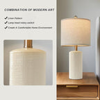 20.25" Small Single Table Lamp for Bedroom Modern Ceramic Nightstand Lamp Farmhouse Bedside Lamp Boho Living Room Lamp White End Side Table Lamp