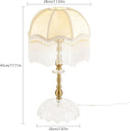 Eapmic Table Lamp,Bedside End Table Lamp Traditional Nightstand Desk Lamp Beaded Tassel Lamp with Shade for Living Bedroom Office(Retro,Style 2)