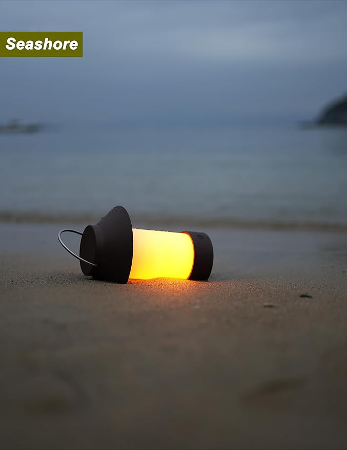 Rechargeable Outdoor Lantern Waterproof, Dimmable Warm White & Flickering Flame Mood Light, Portable Cordless Table Lamp for Patio/Camping/Shower/Emergency Power Outage (White)