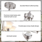 6 Lights Brushed Nickel Dining Room Light Fixture Farmhouse Modern Chandelier Pendant Light Silver Adjustable Ceiling Hanging Lighting with Frosted Glass for Kitchen Island Living Room Foyer
