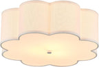 Modern Drum Semi Flush Mount Ceiling Light 3-Lights Modern 17.71" White Drum Ceiling Lighting Fixture Vintage Modern Linen Ceiling Lamp for Kitchen, Basement, Bedroom, Laundry Room