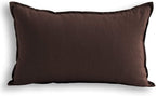 Jeanerlor Cotton Linen Square Decorative Throw Pillow Case Cushion Cover with Twin Needles Stitch on Edge, 12"x20"(30 x 50cm),Brown