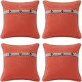 Outdoor Sunbrella Decorative Pillows with Triple Coconut Buttons Pack of 4, 18" x 18" Outdoor Pillow Set for Couch Bed Throw Patio Sofa, Canvas Melon/Cast Ash