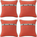 Outdoor Sunbrella Decorative Pillows with Triple Coconut Buttons Pack of 4, 18" x 18" Outdoor Pillow Set for Couch Bed Throw Patio Sofa, Canvas Melon/Cast Ash