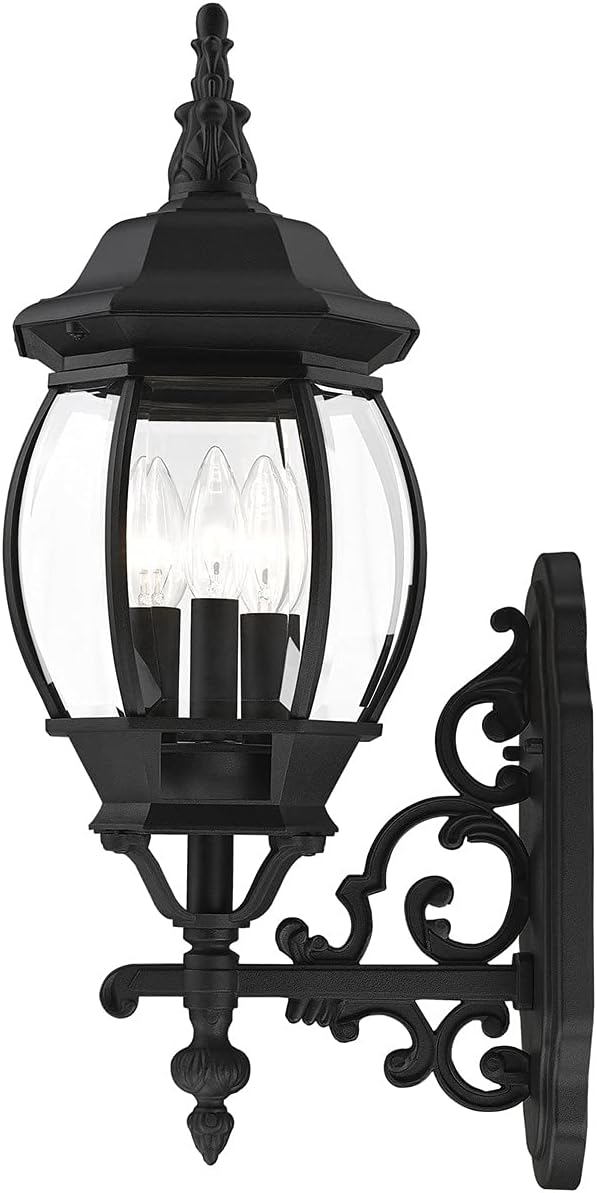 3 Lt Textured Black Outdoor Wall Lantern 7524-14