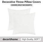 decorUhome Chenille White Throw Pillow Covers 24x24 Inch Set of 2, Decorative Soft Couch Pillow Covers Solid Dyed Accent Velvet Farmhouse Neutral Square Christmas Pillow Cases for Sofa Bed Living Room