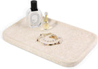 Natural Marble Vanity Tray, 11.8" Marble/Stone Bathroom Tray Countertop, Beige Tray for Decor, Perfume Jewelry Holder, Storage/Organizer for Kitchen Sink