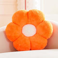 Orange Flower Pillow, Cute Decorative Flower Shaped Throw Pillow with Faux Rabbit Fur, 19.6" Soft Flower Plush Throw Pillow Floor Pillows Room Décor for Bedroom Living Room