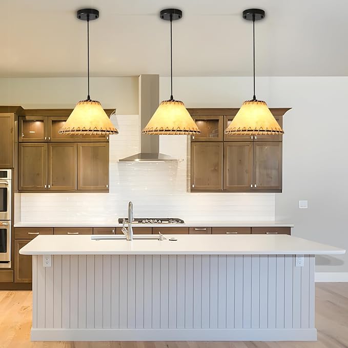 3 Pack Farmhouse Style Industrial Pendant Light,Empire Shape Chandelier,Kitchen Island Vintage Barn Hanging Pendant Lighting,Hanging Lighting Fixture Over Sink for Dining Room