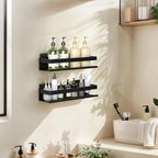 Aluminum Shower Rack 2-Pack 11.8in, Stick-on Bathroom Rack, Thickened and Sturdy Bathroom Storage Rack Wall-Mounted, no Punching and no Drilling Installation Methods(2 Layers 11.8in)