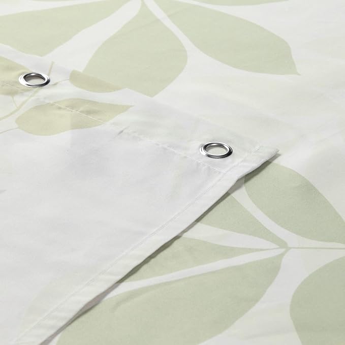 Extra Long Fabric Shower Curtain, Sage Green Plant Leaf Shower Curtains for Bathroom, 72" W x 84" H