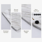 Natural Marble Cutting Board For Kitchen, 16 x 20 Inch Marble Slab Pastry Board With Non-Slip Feet For Baking, Cheese, Charcuterie, Chocolate, White Gray Net Veins