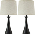 Touch Table Lamp for Living Room Bedroom, 21" Table Lamps Set of 2 with USB C+A Ports, Touch Bedside Lamps for Nightstand with 3 Way Dimmable, 2 LED Bulbs Included, Black