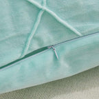 JAUXIO Diamond Pinch Pleated Crystal Velvet Pillowcases 2 Pack Solid Pintuck Throw Cushion Cover for Home Decor Hidden Zipper Closure (Mint Aqua, Standard)