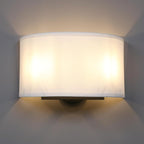 Yosoan 2-Light White Fabric Boho Wall Sconce Indoor Hallway Light Fixture, Dual Vintage Industrial Aged Hardwired Sconces Wall Lighting Semicircle Textile Shade for Bedroom Living Room Corridor Study
