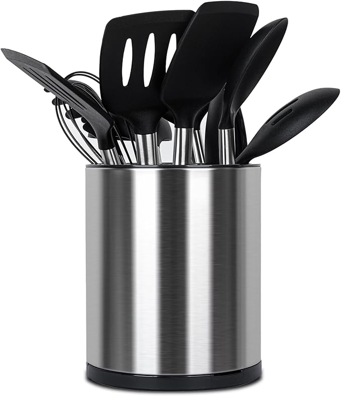 Kitchen Utensil Holder for Countertop 360° Rotating Utensil Caddy Extra Large Utensil Crock Cooking Utensil Holder for Kitchen Counter