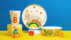 Zak Designs CoComelon Kids Dinnerware Set 3 Pieces, Durable and Sustainable Melamine Bamboo Plate, Bowl, and Tumbler are Perfect For Dinner Time With Family (JJ, Cody, Nina)