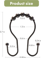 AmazerBath Shower Curtain Hooks, Shower Curtain Rings, Metal Bronze Shower Curtain Hooks Rust Proof, Smooth Glide Double Shower Hooks for Shower Curtain, Shower Rod Hooks 12Pcs