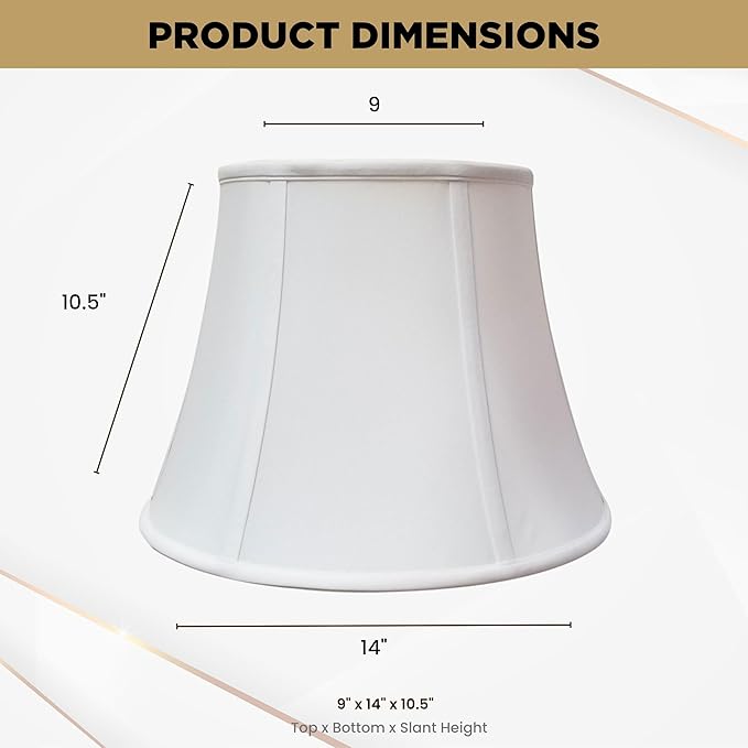 Royal Designs Modified Bell Lamp Shade - White - 9 x 14 x 10.5
