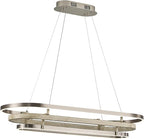 3 Ring LED Chandelier Nickel Rectangular Chandeliers 39in Wood Pirinted Oval Dining Room Chandeliers Over Table Dimmable Weathered Wood Rectangle Chandelier Light for Kitchen Island Study Room