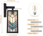 WL0012 Tiffany Style Outdoor Light Fixutres Stained Glass Wall Sconce Exterior Waterproof Wall Lantern Light for Balcony Aisle Hallway W 7X D 6.5 x H 13.5 Inches, Bulb Included (Prismara)