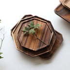Set of 2 Acacia Wooden Trays Serving Platters Round Square Veggie Serving Tray Decor Bread Charcuterie Board Fruit Hosting Essentials Cheese Platter Vegetable Food Dish Charger Plate Charcuterie Board