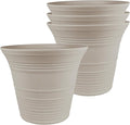 The HC Companies Sedona Round Self-Watering Pot - Lightweight Self Care Planter - Plastic Planter for Herbs & More - Durable Plant Pots for Indoor Plants & Outdoor Plants (7" Cottage Stone, Pack of 4)