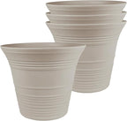 The HC Companies Sedona Round Self-Watering Pot - Lightweight Self Care Planter - Plastic Planter for Herbs & More - Durable Plant Pots for Indoor Plants & Outdoor Plants (7" Cottage Stone, Pack of 4)