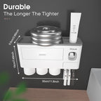 iHave Toothbrush Holders for Bathrooms, 3 Cups Toothbrush Holder Wall Mounted with Toothpaste Dispenser - Large Capacity Tray, Cosmetic Drawer - Bathroom Accessories & Bathroom Organization Storage