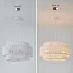 3-Tier Large Rattan Chandelier, 22.8in White Boho Coastal Pendant Lights, Woven Hemp Rope Hanging Ceiling Lights, Wicker Lighting Fixture for Kitchen Island, Dining Room, Living Room