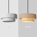LamQee 20” Modern Drum Chandelier, 2-Tier Semi-Flush Mount Pendant Light Fixtures 3-Light with White Fabric Lampshades, Matte Black Fixtuer Hang Ceiling Lamp