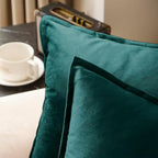 VAKADO Throw Pillow Covers 18x18 Set of 2 Teal Velvet Decor Decorative Couch Cushion Christmas Euro Xmas Pillowcases with Fringe Home Bed Decoration for Sofa Bedroom Office