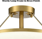 DANSEER Drum Ceiling Light Semi Flush Mount Gold Finish Dimmable LED for Bedroom Hallway Living Room Entry