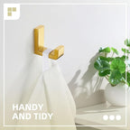 Angle Simple Towel Hook for Bathroom, SUS 304 Stainless Steel Shower Wall Coat Hook, Bath Robe Holder Hanger, Brushed Gold