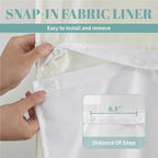Cream Extra Long No Hook Waffle Weave Shower Curtain with snap-in Liner Replacement, 230GSM Waterproof Fabric Hotel Shower Curtain Set for Bathroom, Through Mesh Top Window,71Wx86H