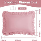 KKJIAF Ruffle Pillow Cases Queen Size Set of 2, Ruffled Pillow Covers with Envelope Closure, Wrinkle Resistant Pillowcases 20" x 30", Ruffled Pillow Shams, Light Pink