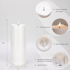 2pack 4"*10" Waterproof Outdoor Flameless Candles with Remote & Timer, Plastic Battery Operated LED Flickering Pillar Candles for Camping, Weddings, White