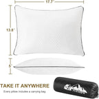 Ivellow Travel Pillow Cooling Camping Pillow for Sleeping Compressible Shredded Memory Foam Pillow Compact Firm Supportive Pillow for Adults Kids Outdoor Backpacking Hiking Essential Gear White S