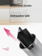 TENGINE Stainless Utensil Holder 360° Rotating 6.5X5.25 Inch Utensil Crocks for Kitchen Counter with Removable Divider Pink