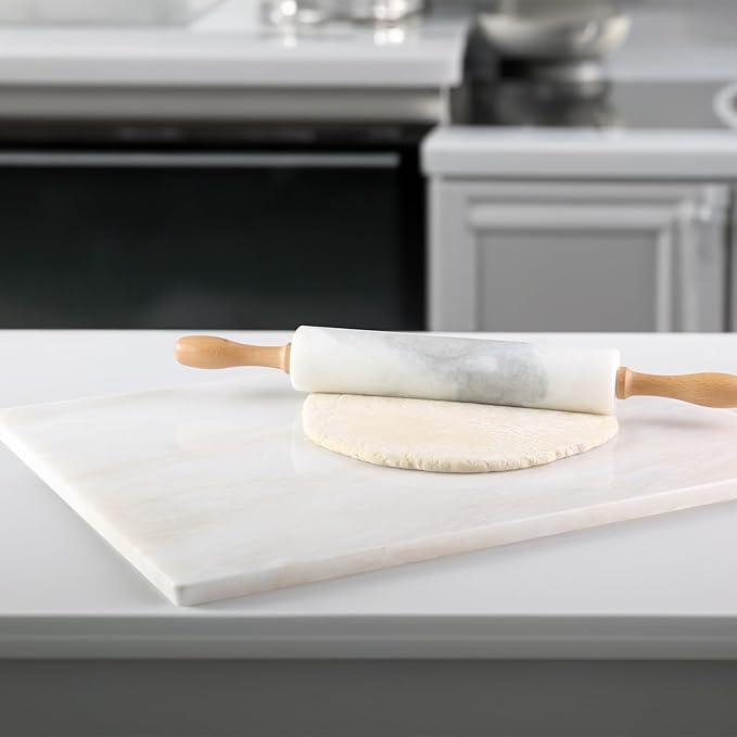 Koville African Natural Marble Cutting Board for Kitchen, 16x20inch Extra Large Hand Crafted Marble Slab for Cheese, Charcuterie, Pastry Board - Wedding Gift, House Warming Gift
